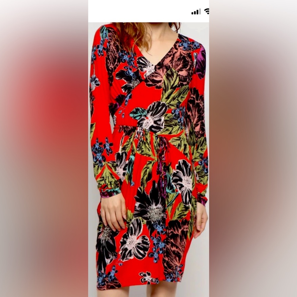 GUESS Rich Red Multi Colored-Floral Mini Dress